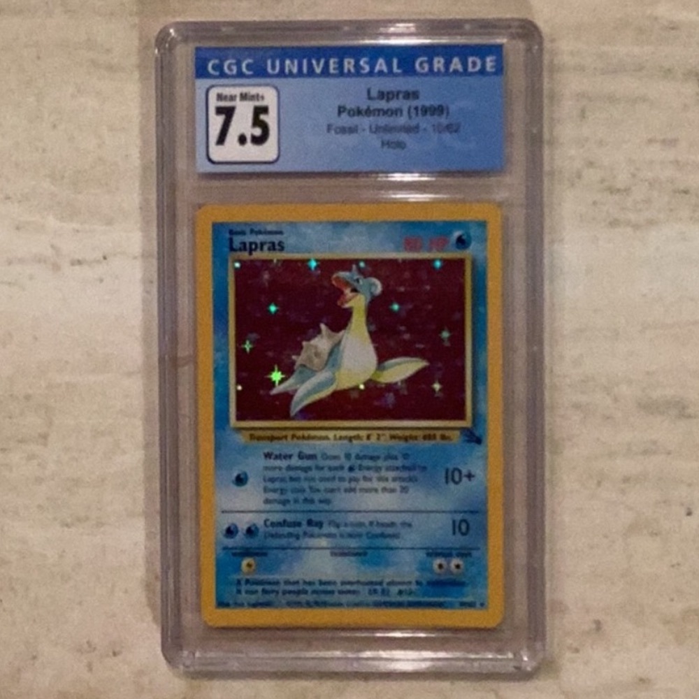 Pokemon Lapras 1999 Fossil 10/62 Holo CGC 7.5 TCG #10 Unlimited